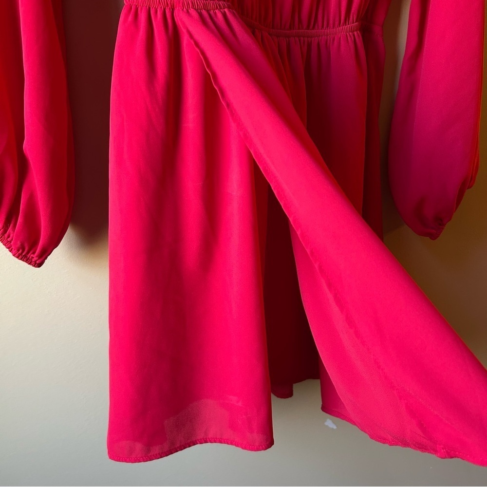 Show Me Your Mumu Women's Size Medium Red Rainey Mini Dress Long Sleeves Cut Out - Picture 5 of 14